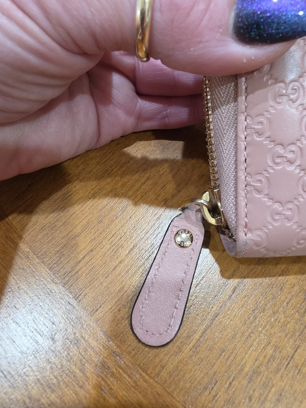 Gucci Supreme Pink GG Embossed Leather Zip Around Wallet